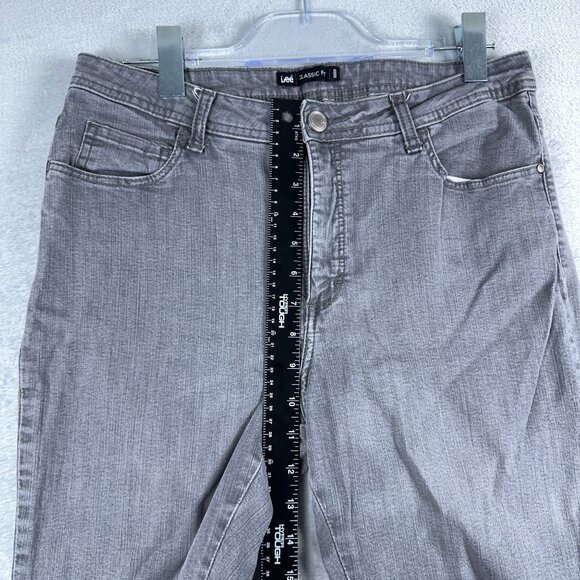 Lee Jeans Womens Size 12S Straight Leg Classic Fit Embroidered Back Pockets Gray - Picture 7 of 10
